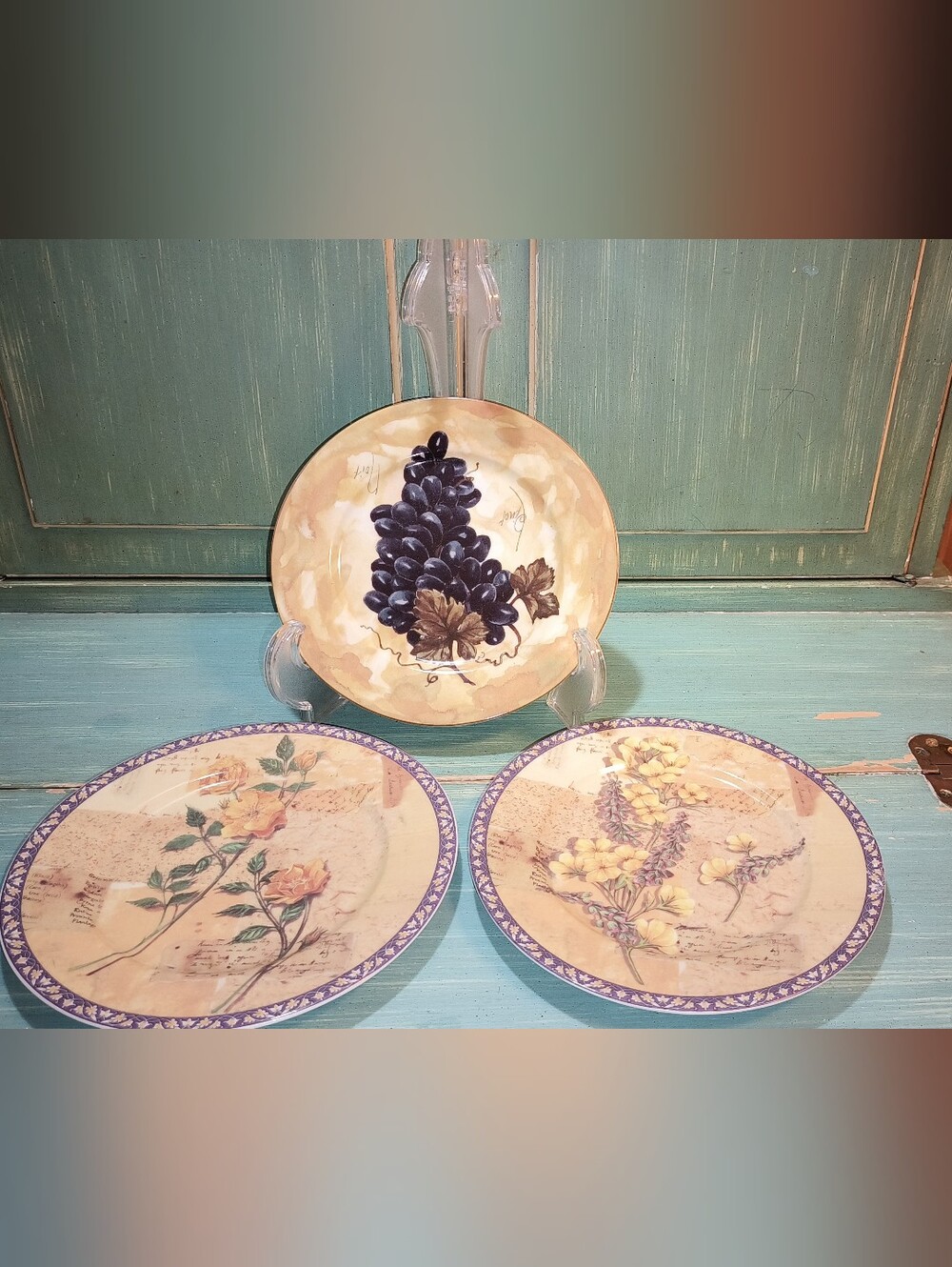 Godinger Email Limoges Set Of 3 Decrotive Plates